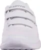 A front view of a white Lotto sneaker with velcro straps. Produktbild-Vorschau