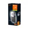 The image shows the retail packaging for an LED floodlight with a motion sensor. Produktbild-Vorschau