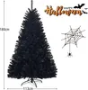 A black artificial Christmas tree with dimensions indicated, and Halloween-themed graphics. Anteprima dell’immagine prodotto