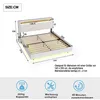 Diagram of a bed frame with dimensions and feature icons. Anteprima dell’immagine prodotto