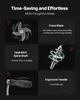 A graphic illustrating the features of a manual meat grinder. Produktbild-Vorschau