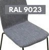 A close-up of a gray upholstered chair with a text overlay indicating the color code. Produktbild-Vorschau