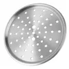 A silver metal sieve with many holes, presented on a white background. Produktbild-Vorschau