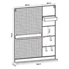 A diagram of a wall-mounted storage system with dimensions. Produktbild-Vorschau