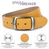 styleBREAKER Uni Echtleder Gürtel 3,7 cm | Glänzendes Produktbild-Vorschau 4