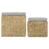 vidaXL Ottoman-Set 2 Stk. Seegras Grau -  Polsterhocker Produktbild-Vorschau 4