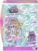 The back of a toy doll's packaging, featuring illustrations and text describing the product and its features. Anteprima dell’immagine prodotto