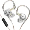 A pair of transparent in-ear monitor headphones with a black inline microphone. Produktbild-Vorschau