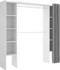 A white and gray open wardrobe structure with shelves and a hanging rod. Produktbild-Vorschau