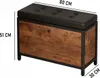 A product shot of a storage bench with dimensions indicated. Podgląd zdjęcia produktu