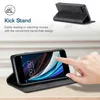 A phone case with a kickstand feature is shown in use, with a hand interacting with the phone screen. Produktbild-Vorschau