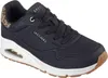 A single black Skechers sneaker with leopard print accents is shown from a side angle on a white background. Anteprima dell’immagine prodotto