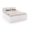 A white bed with beige pillows and bedding, shown from a slight angle against a white background. Produktbild-Vorschau