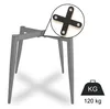 A table base with a close-up view of a cross-shaped connector and a weight indicator. Náhled obrázku produktu
