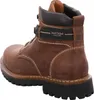 A brown leather boot is shown from the side and back. Voir les images du produit