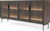 A modern sideboard with glass doors and LED lighting. Voir les images du produit