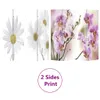 A room divider with images of daisies on one side and orchids on the other, with a circular graphic indicating '2 Sides Print'. Podgląd zdjęcia produktu