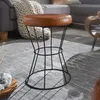 WOHNLING Sitzhocker Echtleder / Metall 35 x 48 x 35 cm Produktbild-Vorschau 1