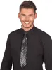 A man wearing a black shirt and a sequined tie. Produktbild-Vorschau