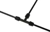 A close-up shot of a black T-connector fitting with three black tubes attached, isolated on a white background. Produktbild-Vorschau