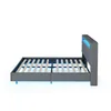 A side view of a modern bed frame with LED lighting. Produktbild-Vorschau