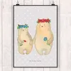 Mr. & Mrs. Panda Bild Bären mit Blumenkranz DIN A4 - Grau Produktbild-Vorschau 2