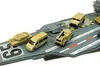 A toy aircraft carrier with several toy military vehicles on its deck. Náhľad obrázku produktu