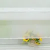 A close-up of a white sheer curtain with a bouquet of sunflowers in a pot on a shelf below. Produktbild-Vorschau