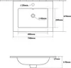 Technical drawing with dimensions of a white ceramic sink. Produktbild-Vorschau