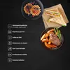A collage of food and product features, showing waffles, sandwiches, steak with potatoes, and icons listing product features. Náhľad obrázku produktu