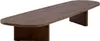 A wooden coffee table with a dark brown finish and an oval shape. Produktbild-Vorschau
