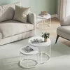 Tavolino rotondo 2 pezzi marmo bianco gambe 53/43 cm set da Anteprima dell’immagine prodotto 5