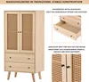Sweiko hoge kast, dressoir met rieten deuren en 2 lades, Productafbeelding-voorbeeld 7