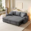 A dark gray sectional sofa with a pull-out bed function is shown in a living room setting. Produktbild-Vorschau
