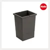 A dark gray trash can insert with horizontal ridges on its sides, placed on a white background. A red circular logo with the word "Hailo" in white text is in the upper right corner. Produktbild-Vorschau