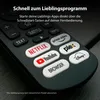 A close-up of a remote control with various app shortcut buttons. Produktbild-Vorschau