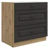 Küchen Unterschrank 80 cm Stilo Grau + Eiche Artisan Produktbild-Vorschau 1