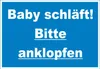 Das Baby schläft Bitte anklopfen Schild mit Text blau-weiss Produktbild-Vorschau 1