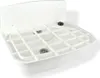 A white plastic sink basin with a grid-like drain cover. Produktbild-Vorschau