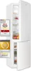 A white refrigerator with its doors open, showing shelves and contents inside. Two award badges are placed on the left side of the image. Produktbild-Vorschau