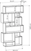 A line drawing of a bookshelf with dimensions indicated. Anteprima dell’immagine prodotto