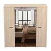 A wardrobe with mirrored doors reflecting a bedroom interior. Produktbild-Vorschau