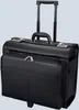 A black leather trolley bag with a telescopic handle and combination locks. Voir les images du produit