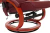 A close-up view of the base and lower part of a red leather massage chair. Produktbild-Vorschau
