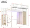 Diagram of a loft bed with dimensions and features. Produktbild-Vorschau