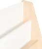 A close-up view of a white and light wood bookshelf. Náhled obrázku produktu