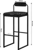 A diagram of a black bar stool with dimensions indicated by text and arrows. Produktbild-Vorschau