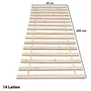 A wooden bed slatted base with measurements indicated. Produktbild-Vorschau