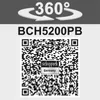 A graphic with a 360-degree arrow icon, product model number, and a QR code. Produktbild-Vorschau