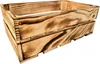 A wooden crate with a burnt wood finish, shown from a diagonal angle against a white background. Produktbild-Vorschau